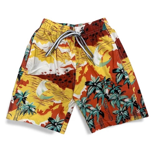 Boys Size 3-7 Yellow Tropical Palm Summer Board Shorts Swimmers Bathers Swimwear UPF50+