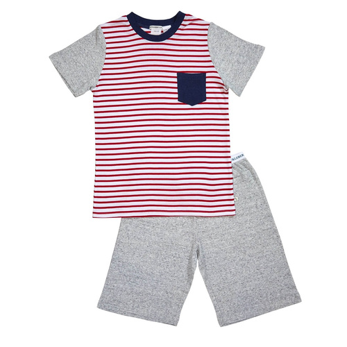 Boys 10-16 Huckleberry Red Stripe Summer Cotton Short Sleeve Pyjama Set