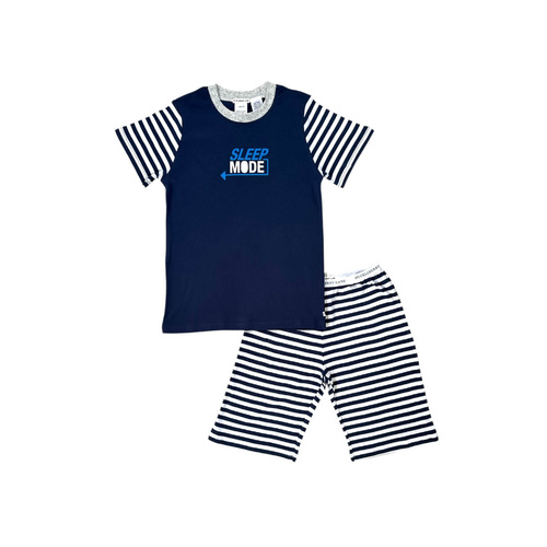 Boys 10-16 Huckleberry Blue Sleep Mode Summer Cotton Short Sleeve Pyjama Set