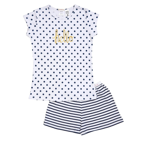 Girls 10-16 Huckleberry White Hello Summer Cotton Short Sleeve Pyjama Set