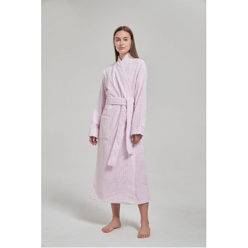Womens Size S-XXL Pink Winter Plush Fleece Long Dressing Gown Wrap Robe (Me)