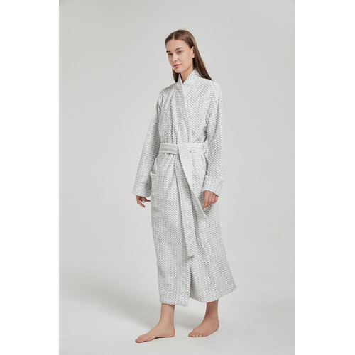 Womens Size S-XXL Grey Winter Plush Fleece Long Dressing Gown Wrap Robe (Me)