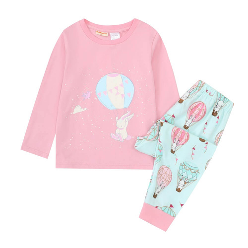 Girls Size 10-14 Pink Bunny Winter Cotton Flannel Long Sleeve Pyjama Set (Me)