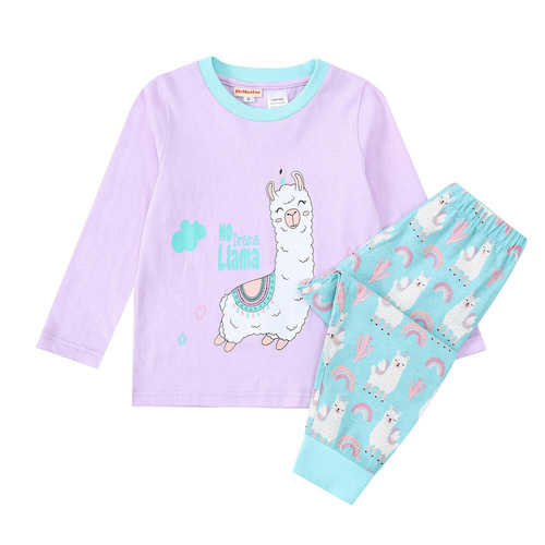 Girls Size 2-8 Lilac Llama Winter Cotton Flannel Long Sleeve Pyjama Set (Me)
