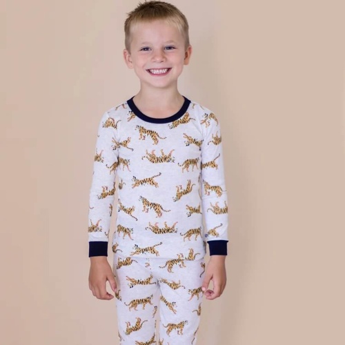Boys Size 3-7 Marquise Grey Tiger Winter Long Sleeve Cotton Pyjama Set (3805)