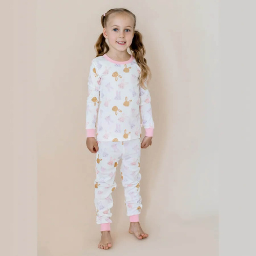 Girls Size 3-7 Marquise Pink Bunny Face Winter Long Sleeve Cotton Pyjama Set (3803)