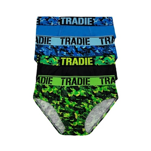Boys Tradie 4 Pack Camouflage Print Cotton Briefs Underwear  - Comando SB4