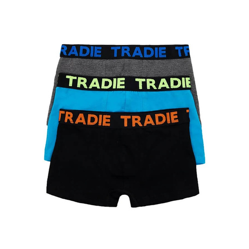 Boys Tradie 6 Pack Mixed Colours Cotton Fitted Boxer Shorts Trunks  - 360 SK3
