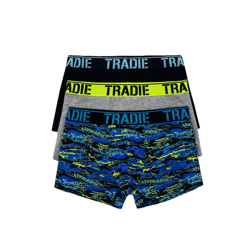 Boys Tradie 6 Pack Mixed Colours Cotton Fitted Boxer Shorts Trunks  - Lightning SK3