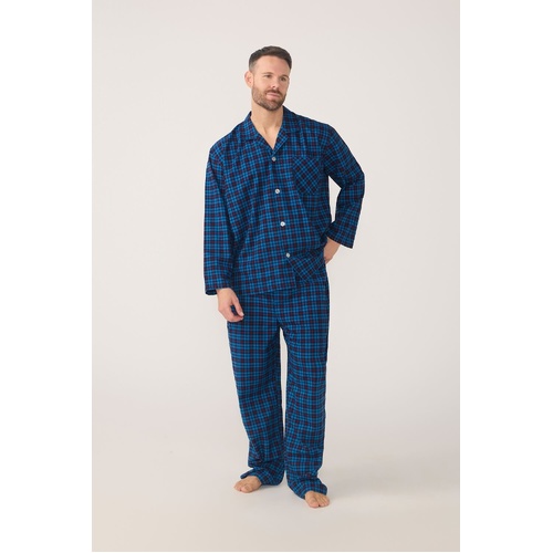 Mens Lynx Sizes S-7XL Vallarta Blue Check Flannel Long Sleeve Pyjama Set Pjs – VAT