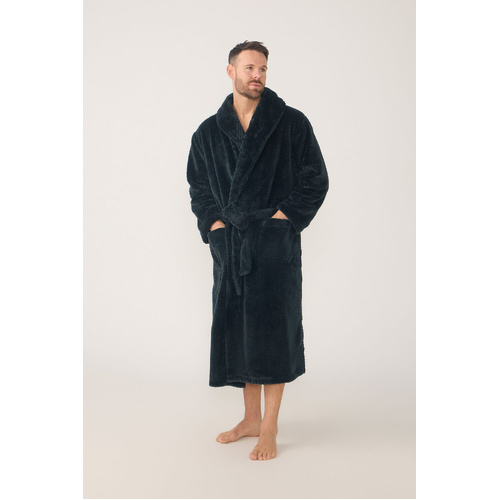 Mens Contare Sizes S-7XL Charcoal Black Winter Fleece Dressing Gown Bath Robe – A724050 CHC