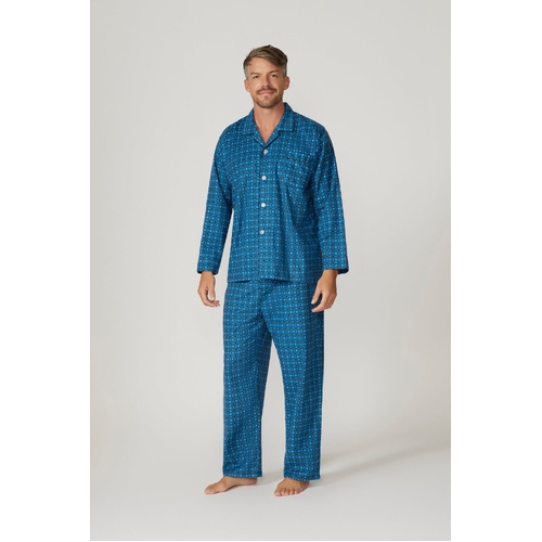 Mens Contare Sizes S-7XL Blue Winter Cotton Flannel Long Sleeve Pyjama Set Pjs – BLB