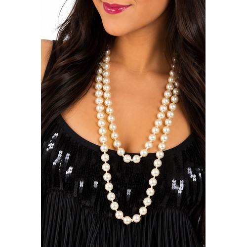 Womens Pearl Necklace 1920s Flapper Gatsby Fancy Dress Costume Accessory