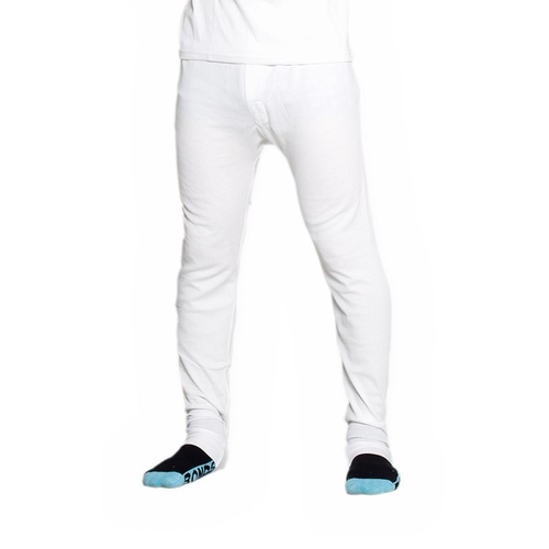 Mens White 2 Pack Cotton Blend Thermal Underwear Long Johns Pants