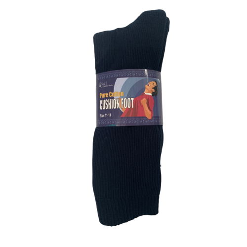 RIZZI Mens Navy 6-11, 11-14 Aust Made Pure Cotton Cushion Foot Sport Work Socks