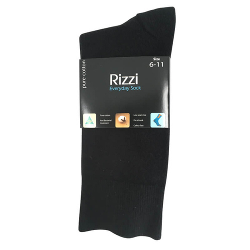 Mens Rizzi Australia Made Black Pure Cotton Everyday Thin Dress School Socks 