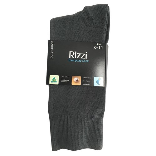 Mens Rizzi Australia Made Grey Pure Cotton Everyday Thin Dress School Socks 